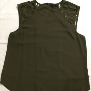JCrew Sleeveless Top with Lace Shoulders